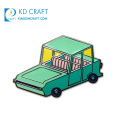 New design custom car shaped metal soft enamel red school bus lapel pin with butterfly clutch